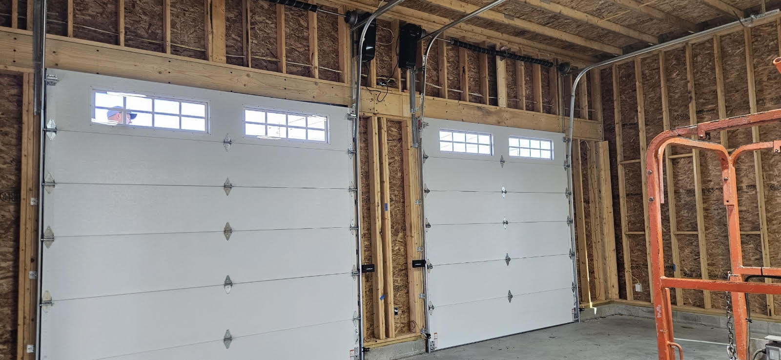 indoor view of garage doors at residential home in Somers CT
